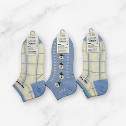 [10046] - 3 Pairs Women's Cotton Blend Low-Cut Ankle Socks – Breathable, Antibacterial & Everyday Comfort