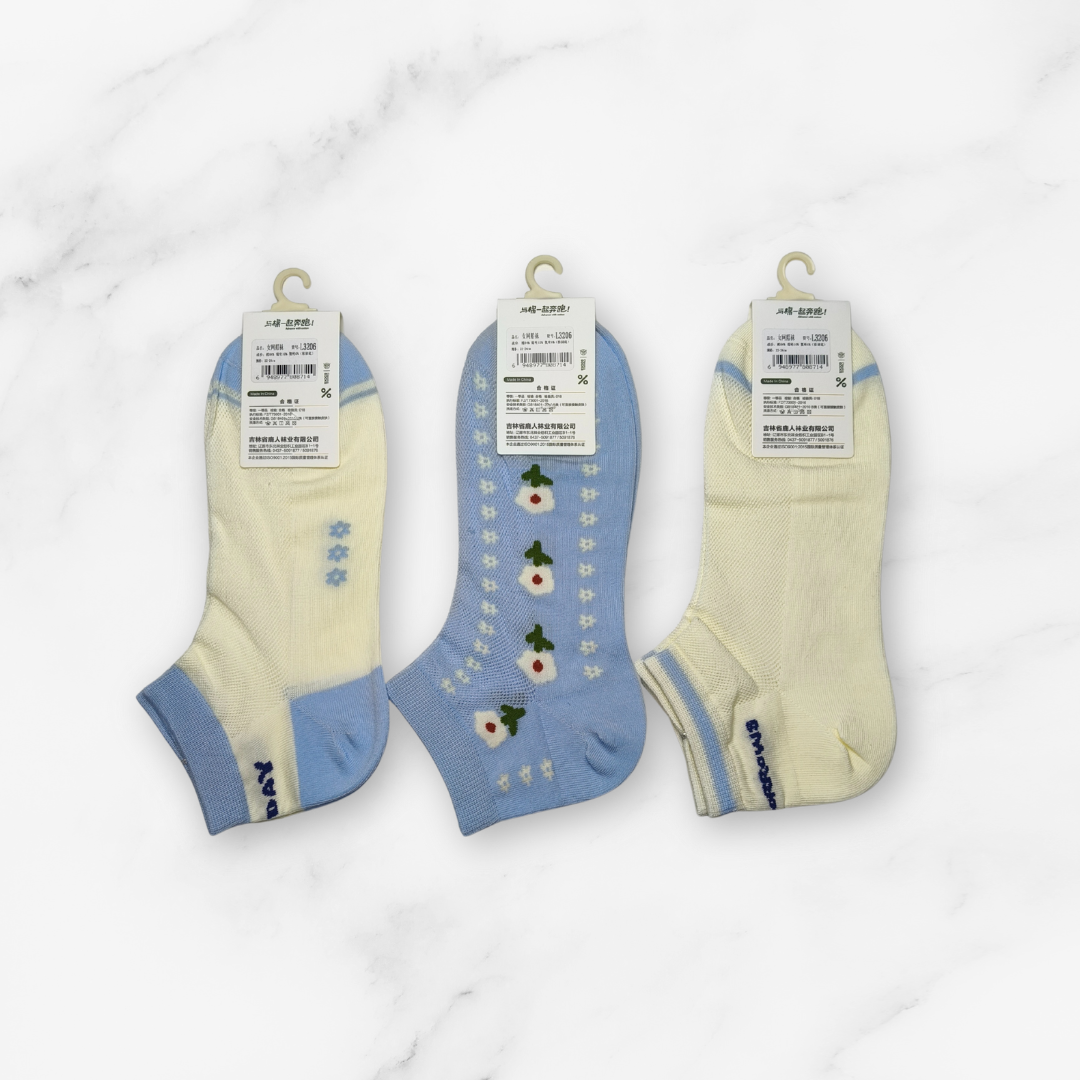 [10046] - 3 Pairs Women's Cotton Blend Low-Cut Ankle Socks – Breathable, Antibacterial & Everyday Comfort_6
