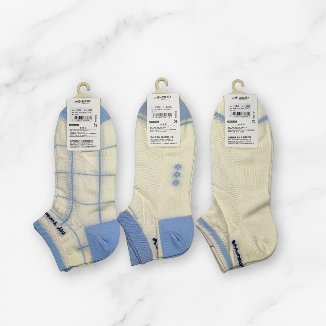 [10046] - 3 Pairs Women's Cotton Blend Low-Cut Ankle Socks – Breathable, Antibacterial & Everyday Comfort_7