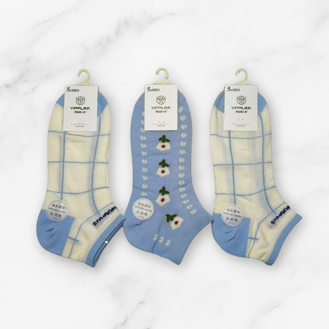 [10046] - 3 Pairs Women's Cotton Blend Low-Cut Ankle Socks – Breathable, Antibacterial & Everyday Comfort_12