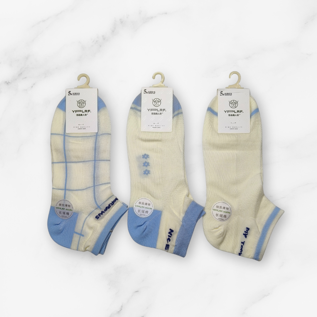 [10046] - 3 Pairs Women's Cotton Blend Low-Cut Ankle Socks – Breathable, Antibacterial & Everyday Comfort_10