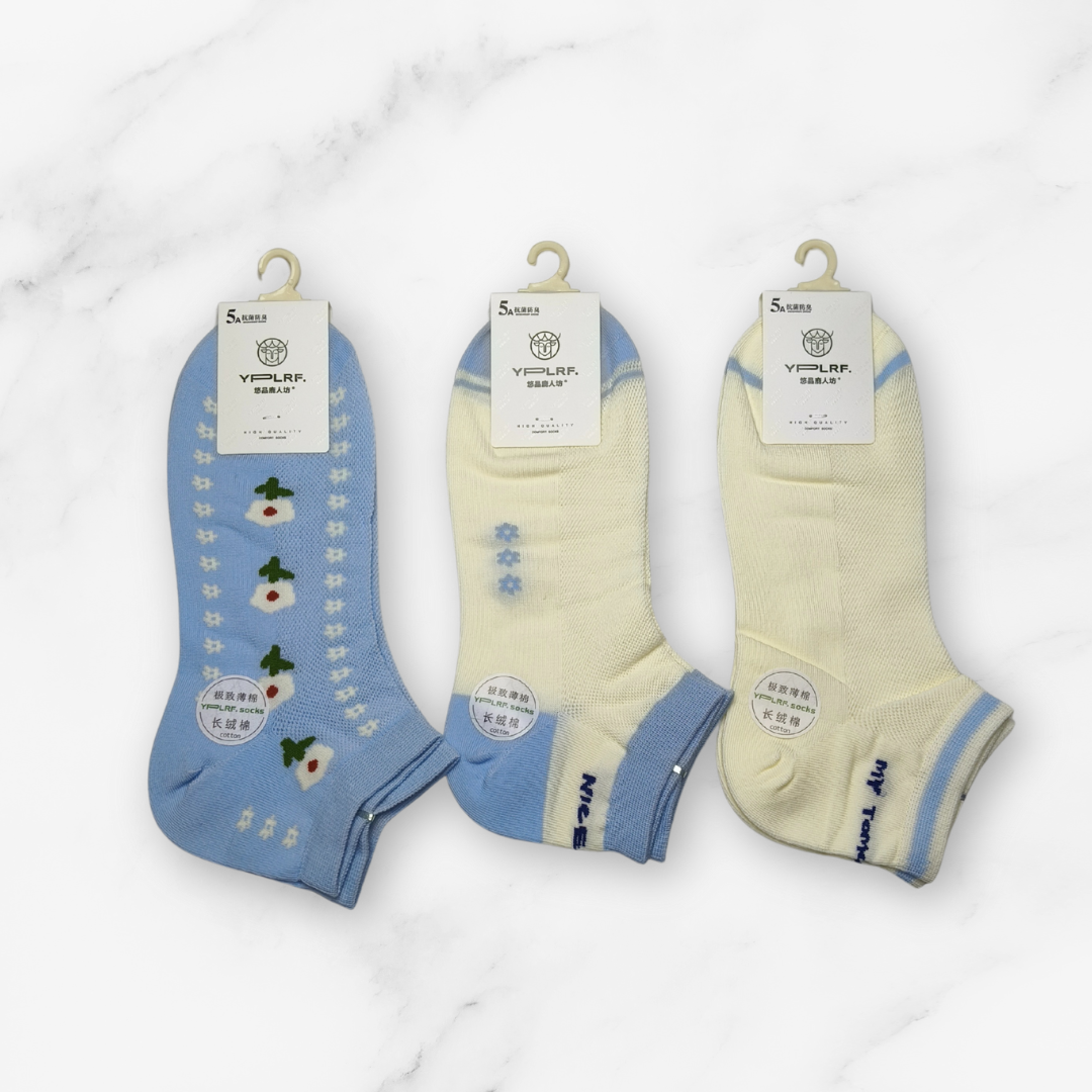 [10046] - 3 Pairs Women's Cotton Blend Low-Cut Ankle Socks – Breathable, Antibacterial & Everyday Comfort_9