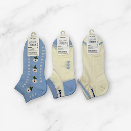 [10046] - 3 Pairs Women's Cotton Blend Low-Cut Ankle Socks – Breathable, Antibacterial & Everyday Comfort