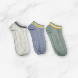 [10049] - 5 Pairs Women's Cotton Blend Low-Cut Ankle Socks – Breathable Dots/Stripes & Everyday Comfort