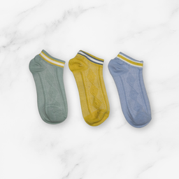 [10049] - 5 Pairs Women's Cotton Blend Low-Cut Ankle Socks – Breathable Dots/Stripes & Everyday Comfort