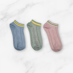 [10049] - 5 Pairs Women's Cotton Blend Low-Cut Ankle Socks – Breathable Dots/Stripes & Everyday Comfort