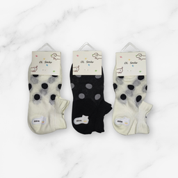[10011] - 5 Pairs Women's  Cotton Blend Low-Cut Ankle Socks – Breathable, Minimal Dots & Everyday Comfort