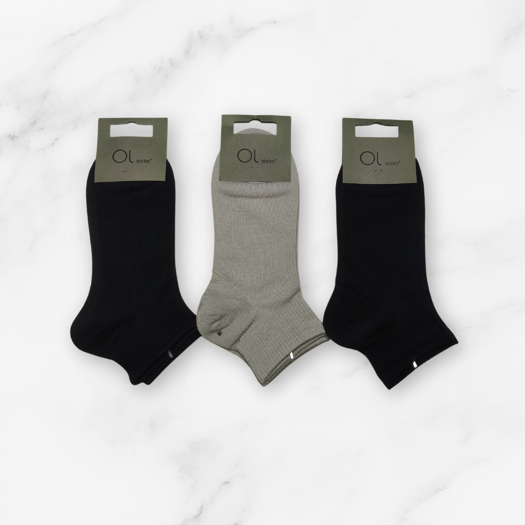 [10020] - 3 Pairs Men's Cotton Blend Crew Socks – Breathable, Minimal & Everyday Comfort _9