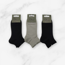[10020] - 3 Pairs Men's Cotton Blend Crew Socks – Breathable, Minimal & Everyday Comfort 