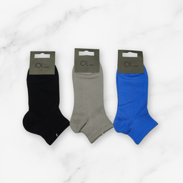 [10020] - 3 Pairs Men's Cotton Blend Crew Socks – Breathable, Minimal & Everyday Comfort 