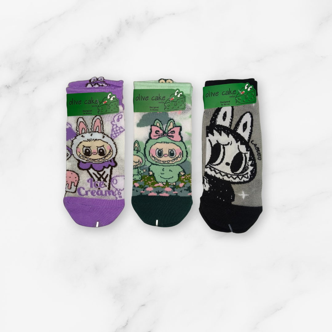 [10039] - 3 Pairs Women's High-Cotton Low-Cut Ankle Socks – Breathable, Stylish Graphic Motifs & Everyday Comfort_8