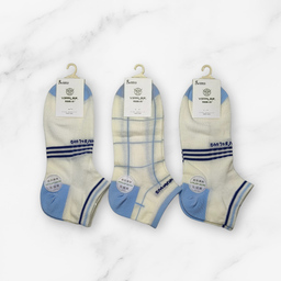 [10046] - 3 Pairs Women's Cotton Blend Low-Cut Ankle Socks – Breathable, Antibacterial & Everyday Comfort