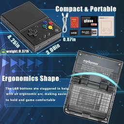 Miyoo Mini Plus, Retro Gaming Console with 64G Memory Card, 3.5-inch IPS Screen, 3000mAH Long Endurance Battery，with Storage Case, Support 10000+ Games (Gray 64G)