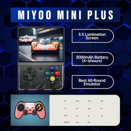 Miyoo Mini Plus, Retro Gaming Console with 64G Memory Card, 3.5-inch IPS Screen, 3000mAH Long Endurance Battery，with Storage Case, Support 10000+ Games (Gray 64G)