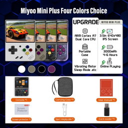 Miyoo Mini Plus, Retro Gaming Console with 64G Memory Card, 3.5-inch IPS Screen, 3000mAH Long Endurance Battery，with Storage Case, Support 10000+ Games (Gray 64G)