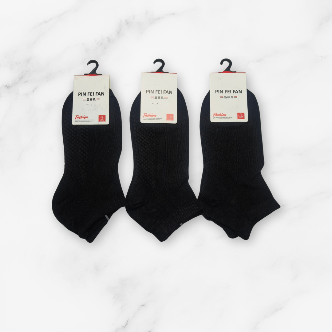 [10117] - 3 Pairs Men’s High-Cotton Low-Cut Ankle Socks – Cushioned, Sweat-Absorbing & Breathable _1