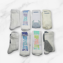 [10116] - 2 Pairs Men’s Cotton Blend Basketball High-Cut Crew Socks – Cushioned, Breathable & Sweat-Absorbing 