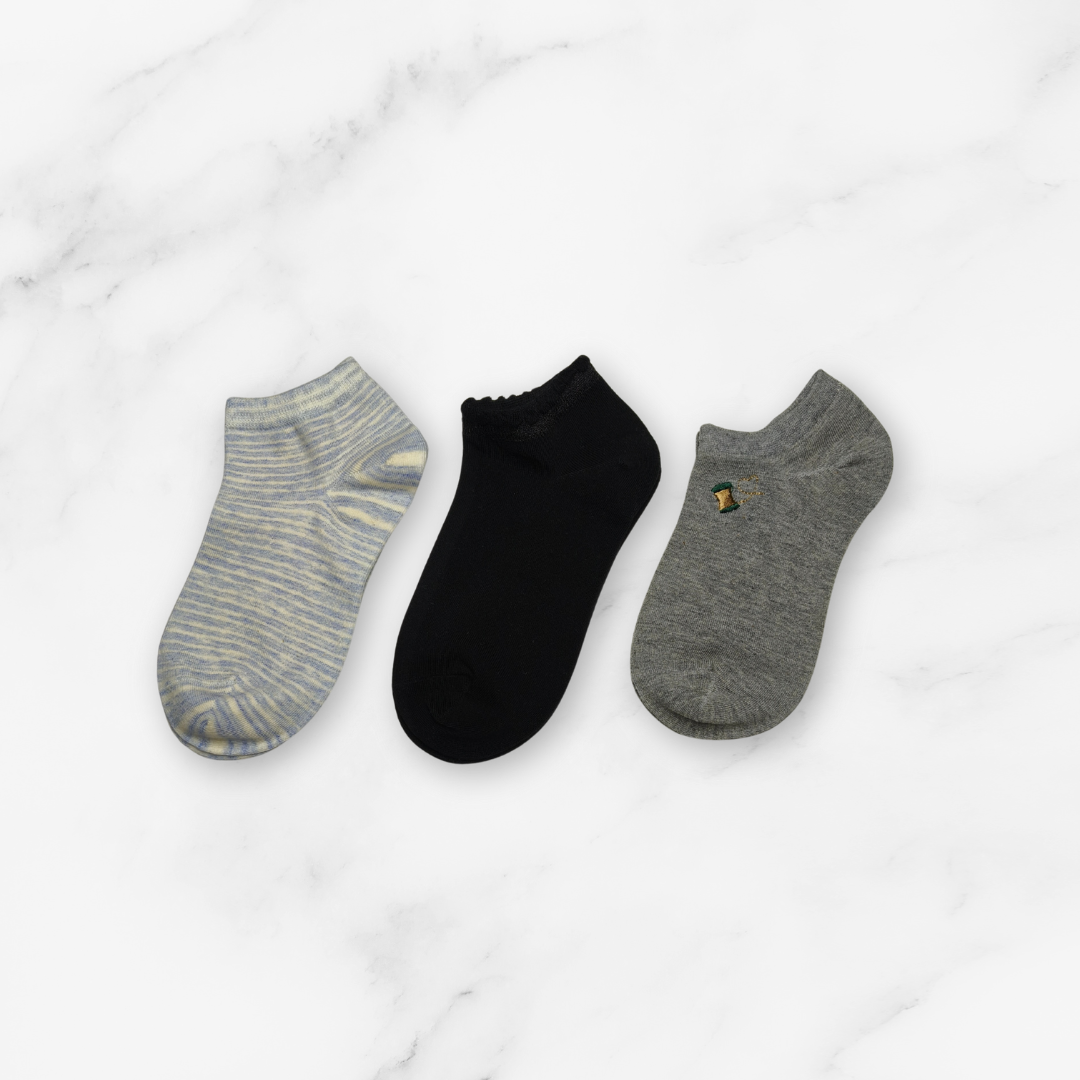 [10111] - 3 Pairs Women’s Cotton Blend Low-Cut Ankle Socks – Soft, Breathable & Everyday Comfort _3