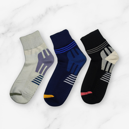 [10109] - 3 Pairs Men’s Cotton Blend Crew Socks – Breathable, Cushioned & Sweat-Absorbing 