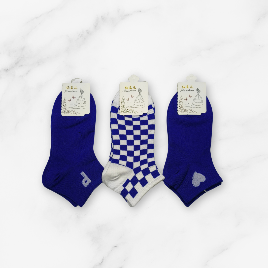 [10099] - 5 Pairs Women’s High-Cotton Low-Cut Ankle Socks – Breathable Stripes/Shapes & Comfort _6