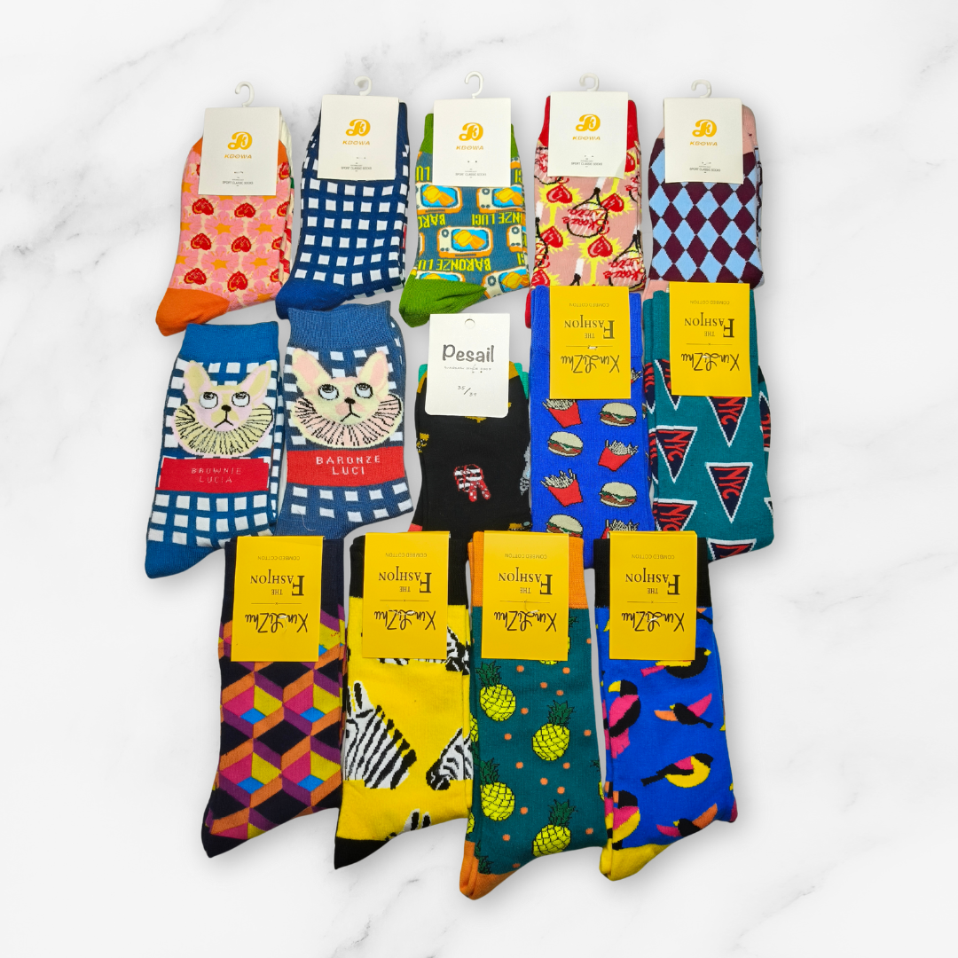 [10097] - 3 Pairs Women’s High-Cotton High-Cut Crew Socks – Breathable Dots/Stripes & Everyday Comfort _1