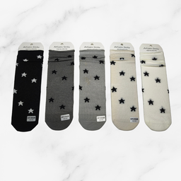 [10096] - 2 Pairs Women’s Cotton Blend Slouch Socks – Breathable Dots/Plain & Comfort 