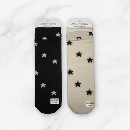 [10096] - 2 Pairs Women’s Cotton Blend Slouch Socks – Breathable Dots/Plain & Comfort 