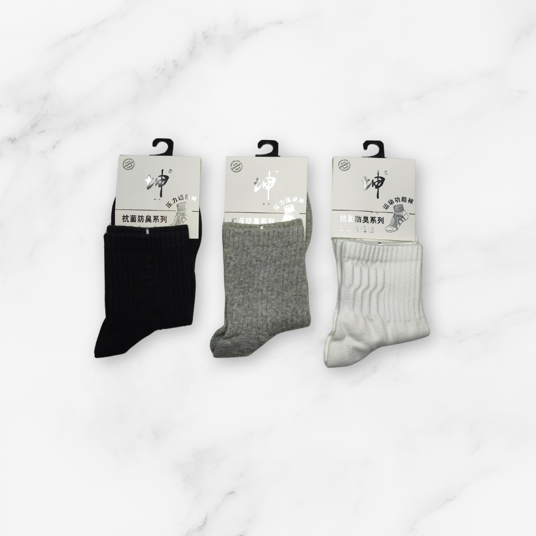 [10095] - 3 Pairs Men’s Cotton Blend High-Cut Crew Socks – Breathable & Everyday Comfort _1
