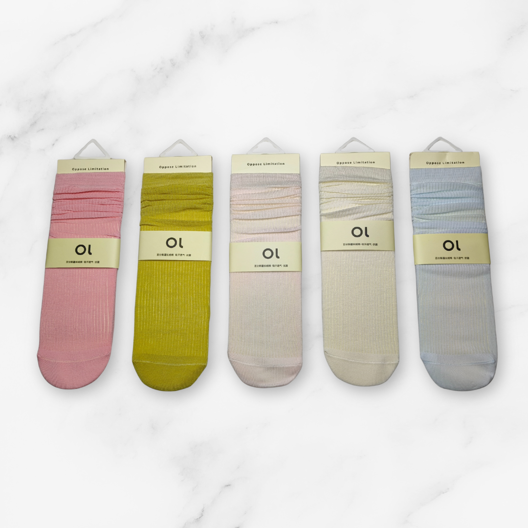 [10093] - 5 Pairs Women’s Viscose-Blend High-Cut Crew Socks – Soft, Breathable & Everyday Comfort _2
