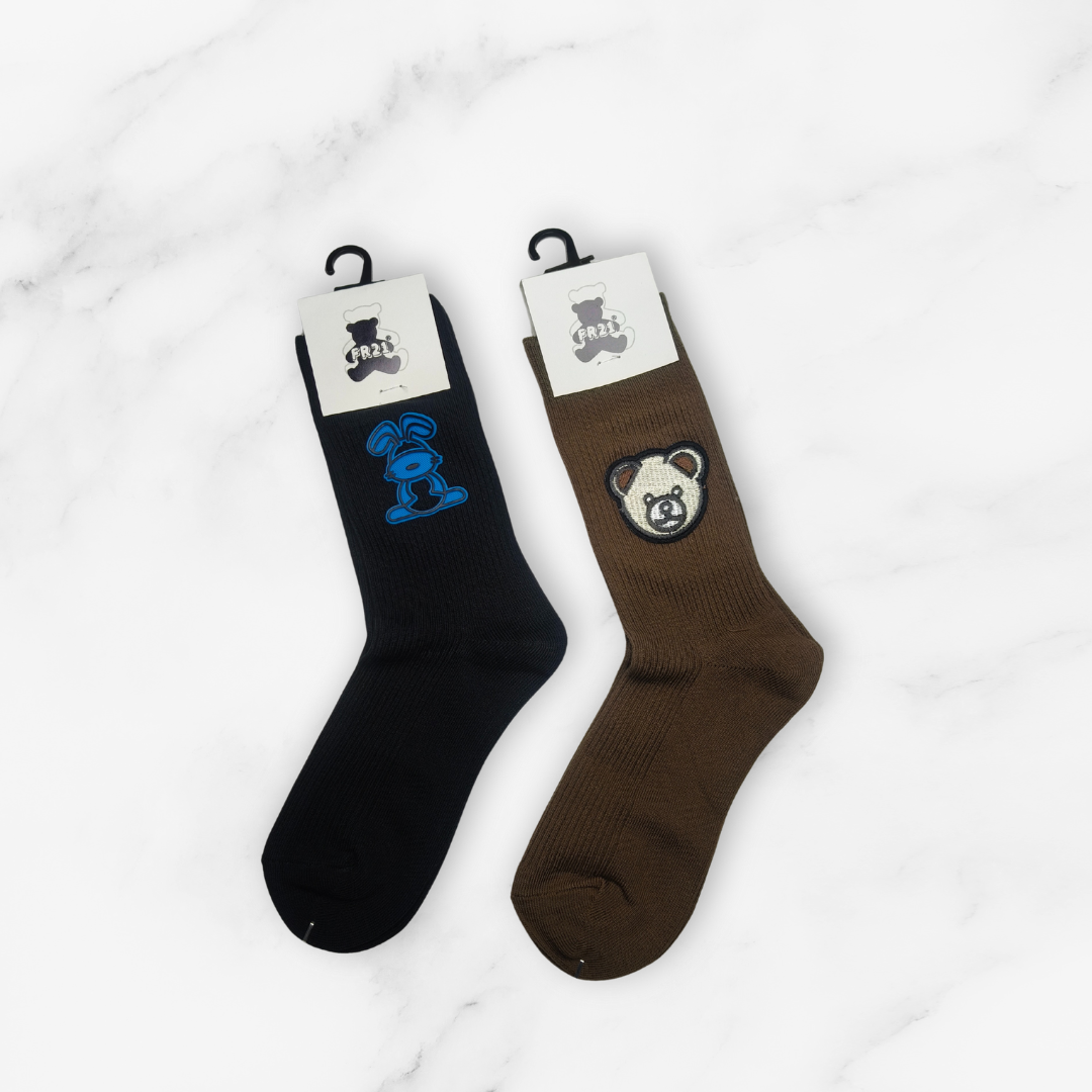[10092] - 5 Pairs Women’s High-Cotton High-Cut Crew Socks – Breathable Shapes/Graphic Motifs _4