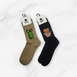 [10092] - 5 Pairs Women’s High-Cotton High-Cut Crew Socks – Breathable Shapes/Graphic Motifs 