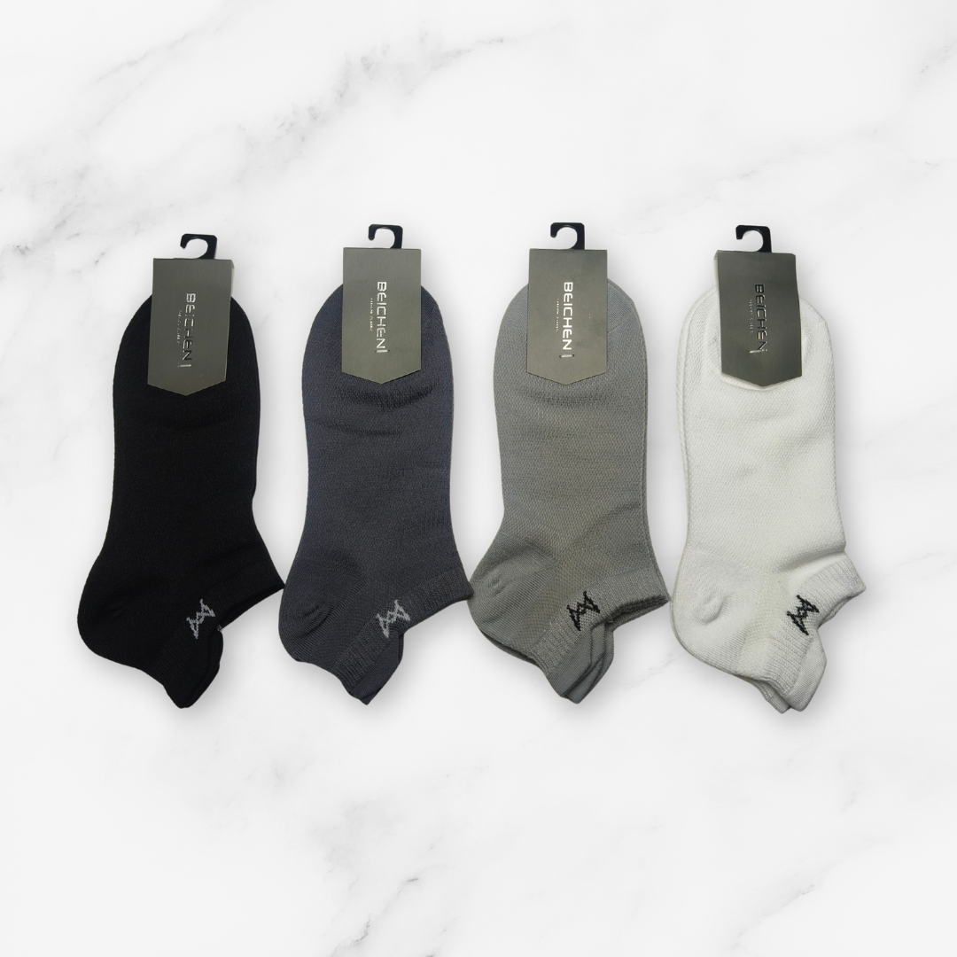 [10090B] - 4 Pairs Men’s Cotton Blend Low-Cut Ankle Socks – Breathable, Sporty & Everyday Comfort  (Copy)_1