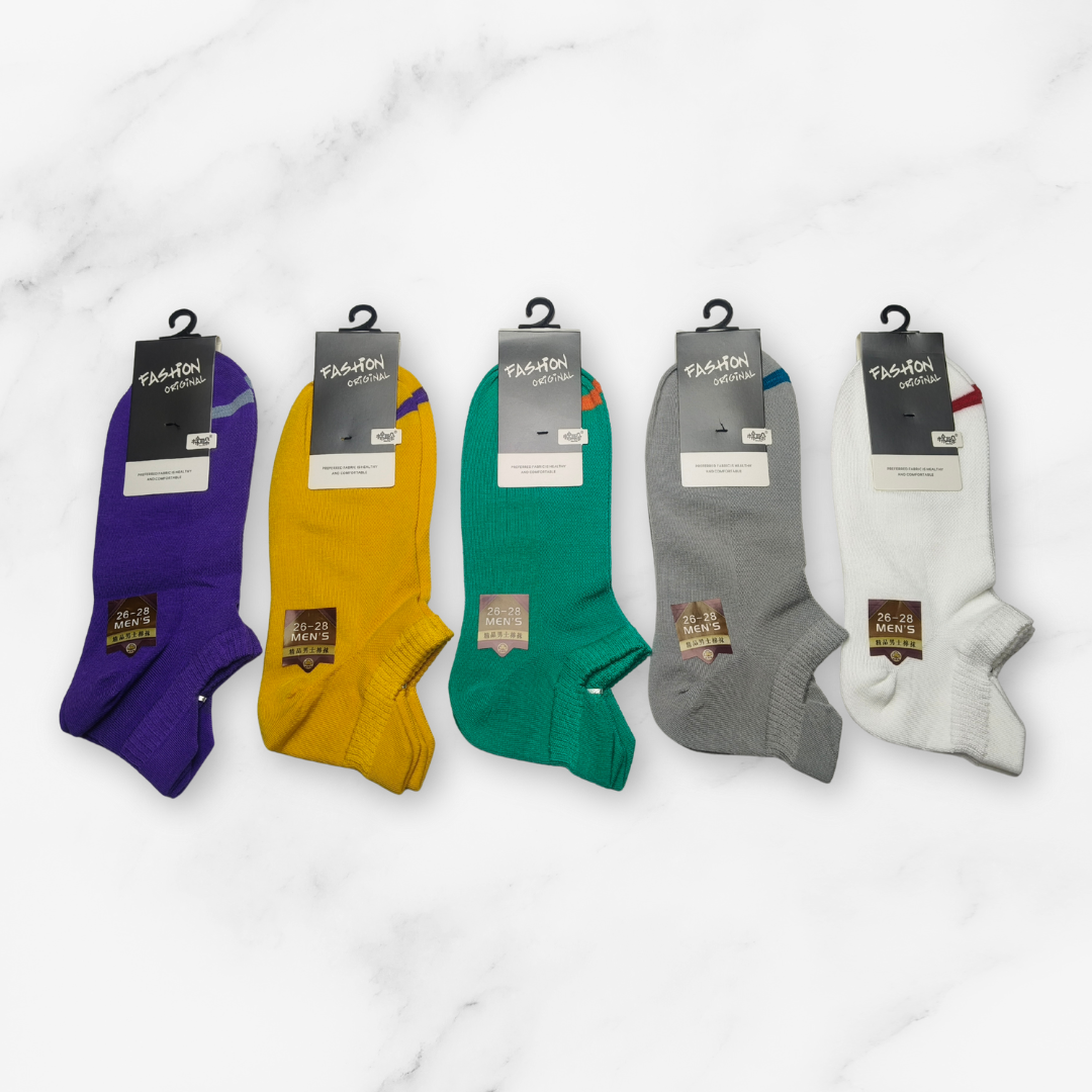 [10082] - 5 Pairs Men’s High-Cotton Low-Cut Ankle Socks – Breathable & Everyday Comfort _3
