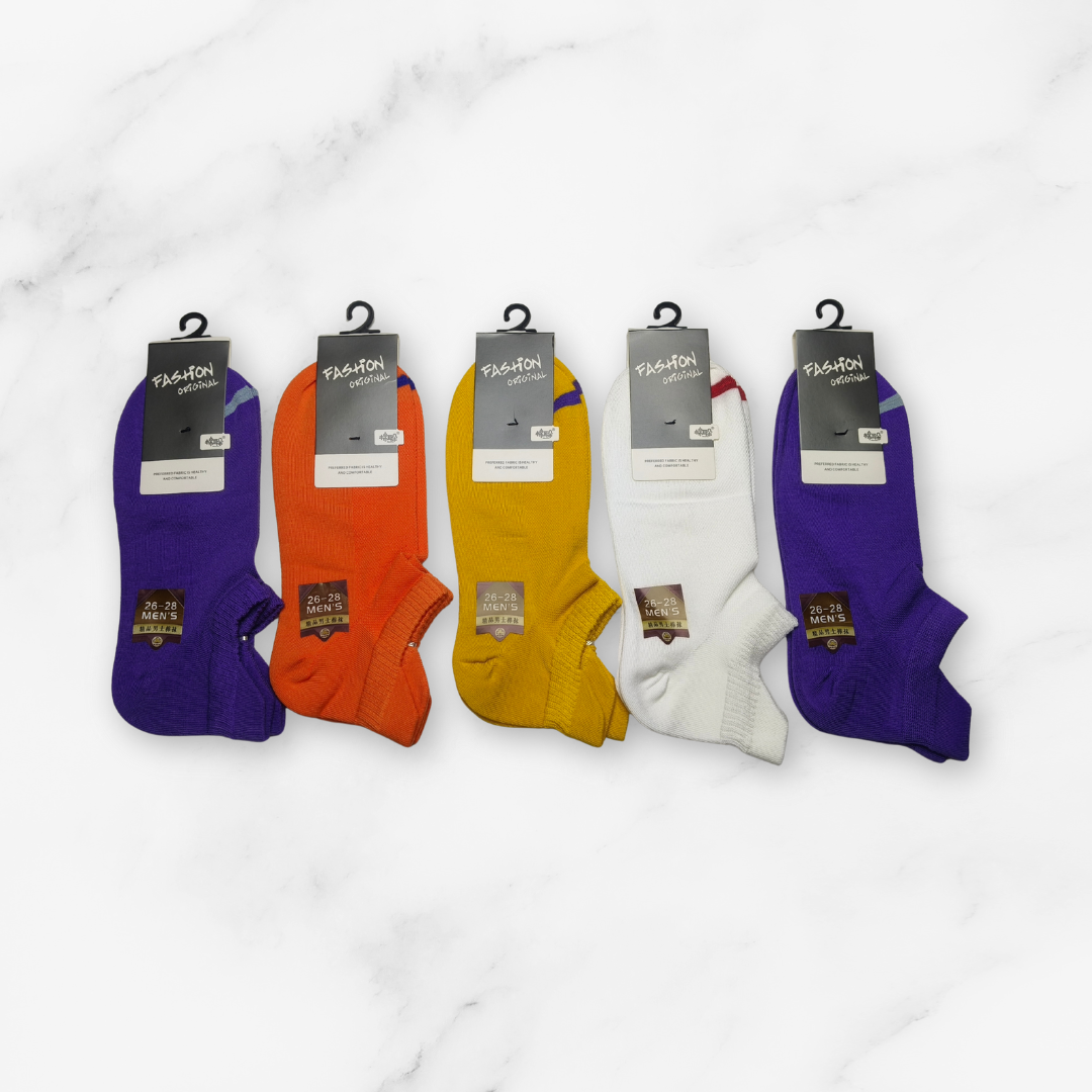 [10082] - 5 Pairs Men’s High-Cotton Low-Cut Ankle Socks – Breathable & Everyday Comfort _2