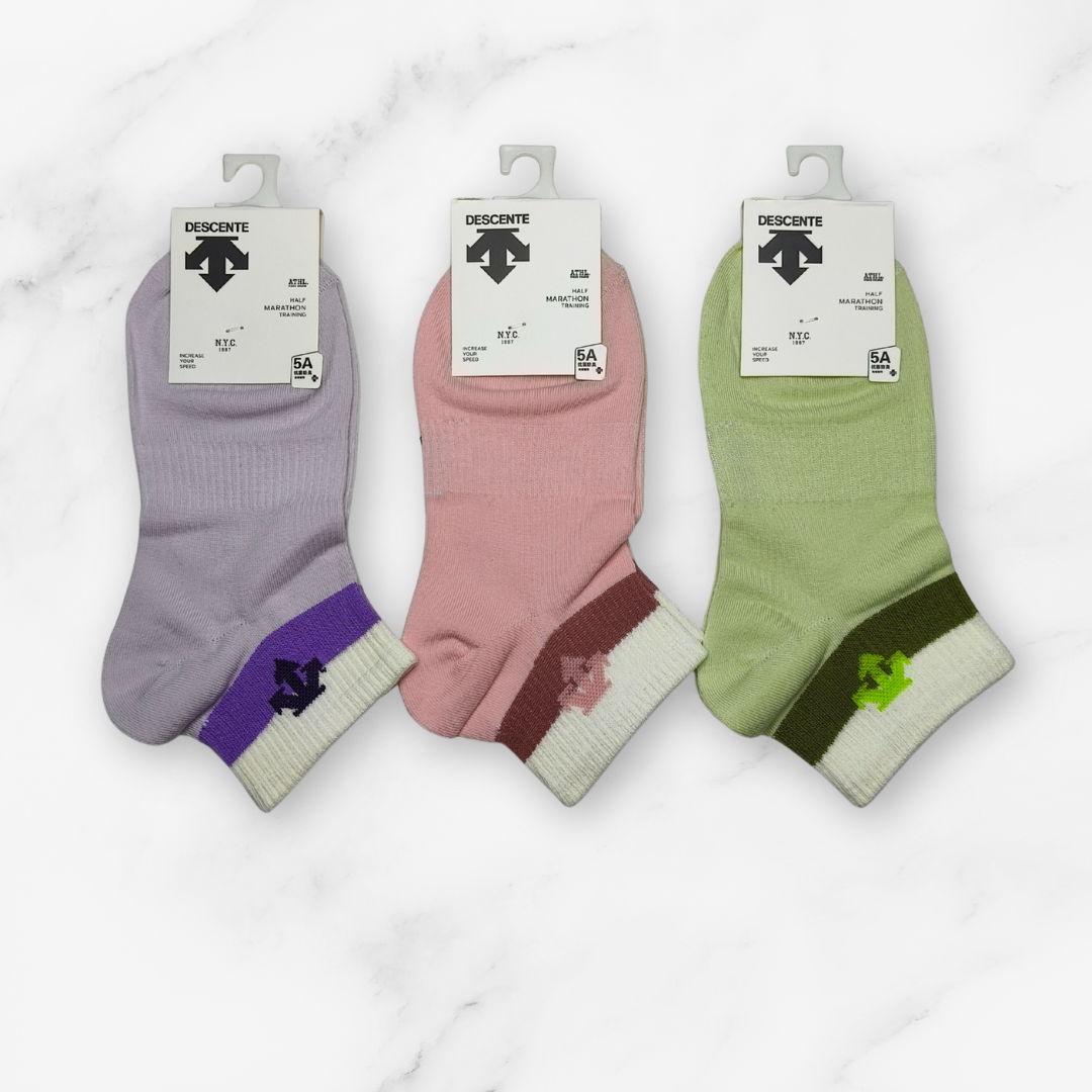 [10074] - 3 Pairs Women’s Cotton-Stretch Low-Cut Ankle Socks – Breathable Stripes/Plain & Everyday Comfort _2