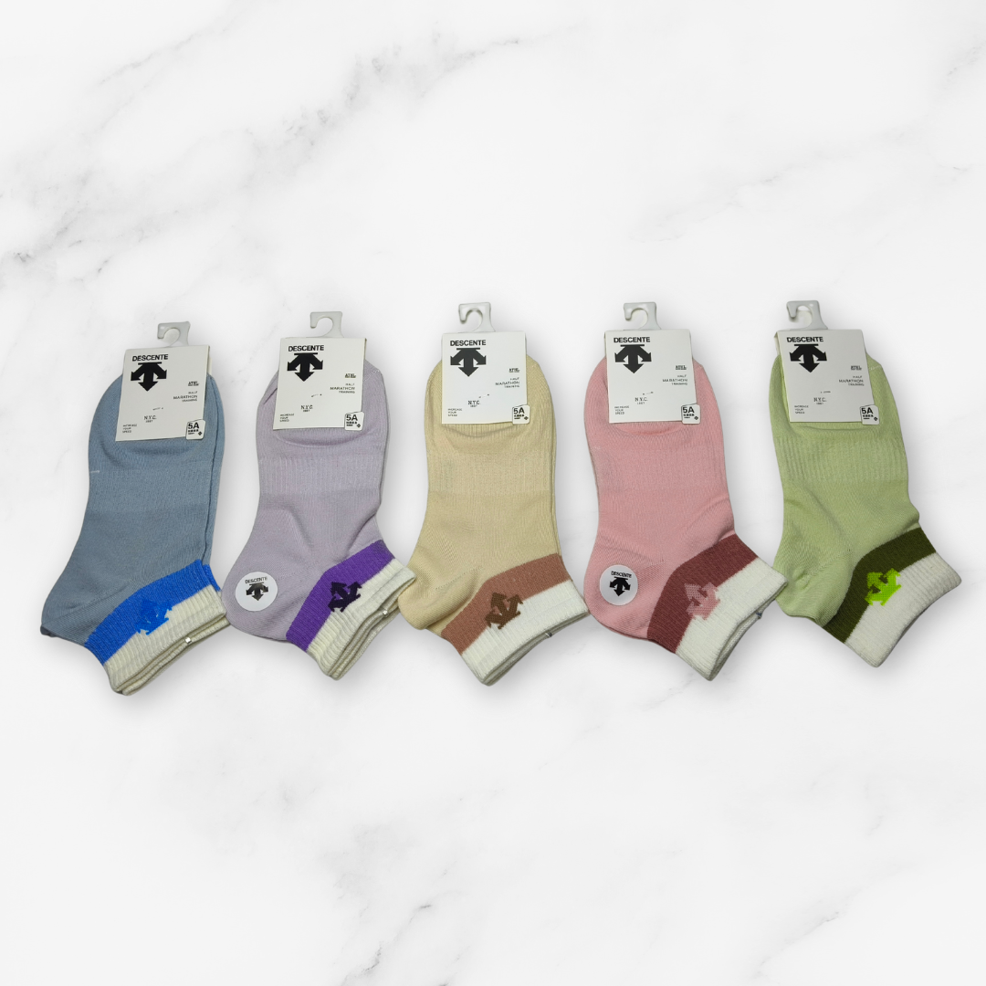 [10074] - 3 Pairs Women’s Cotton-Stretch Low-Cut Ankle Socks – Breathable Stripes/Plain & Everyday Comfort _1