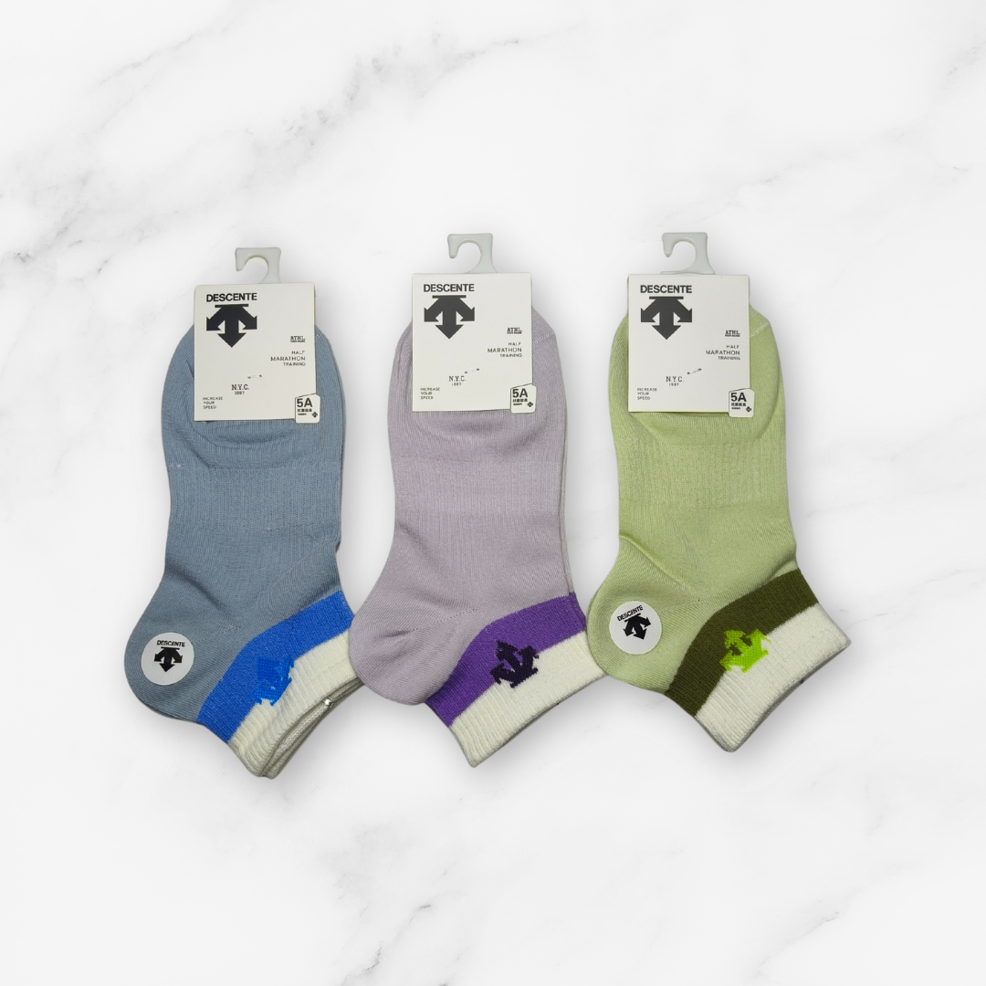 [10074] - 3 Pairs Women’s Cotton-Stretch Low-Cut Ankle Socks – Breathable Stripes/Plain & Everyday Comfort _4