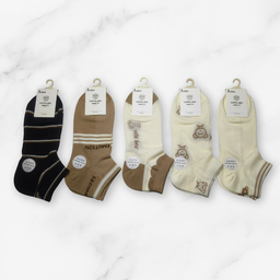 [10067] - 5 Pairs Women’s Cotton Blend Low-Cut Ankle Socks – Breathable, Antibacterial & Everyday Comfort 
