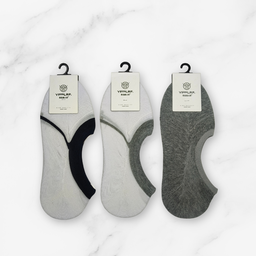 [10059] - 3 Pairs Women’s High-Cotton Low-Cut Ankle Socks – Breathable Stripes/Plain & Everyday Comfort 