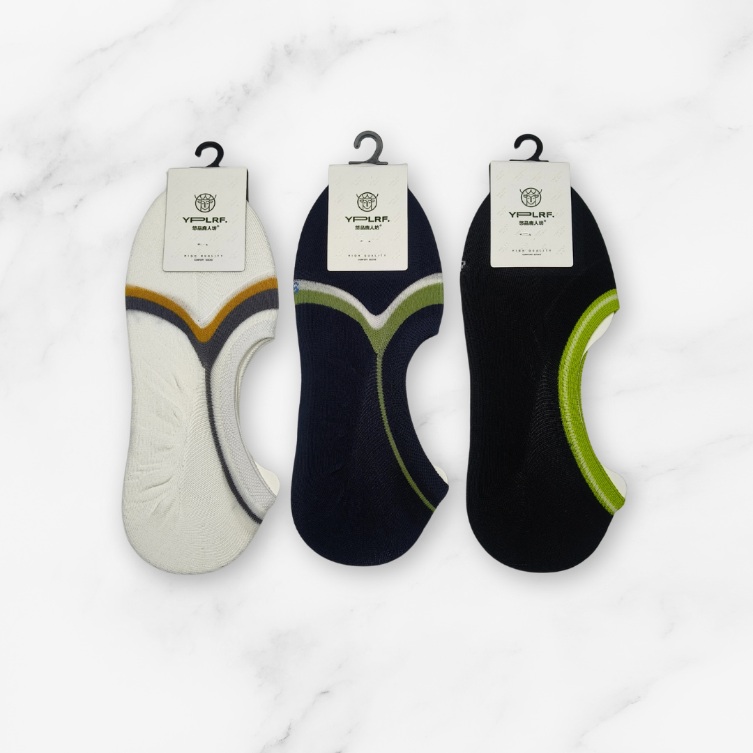 [10059] - 3 Pairs Women’s High-Cotton Low-Cut Ankle Socks – Breathable Stripes/Plain & Everyday Comfort _3