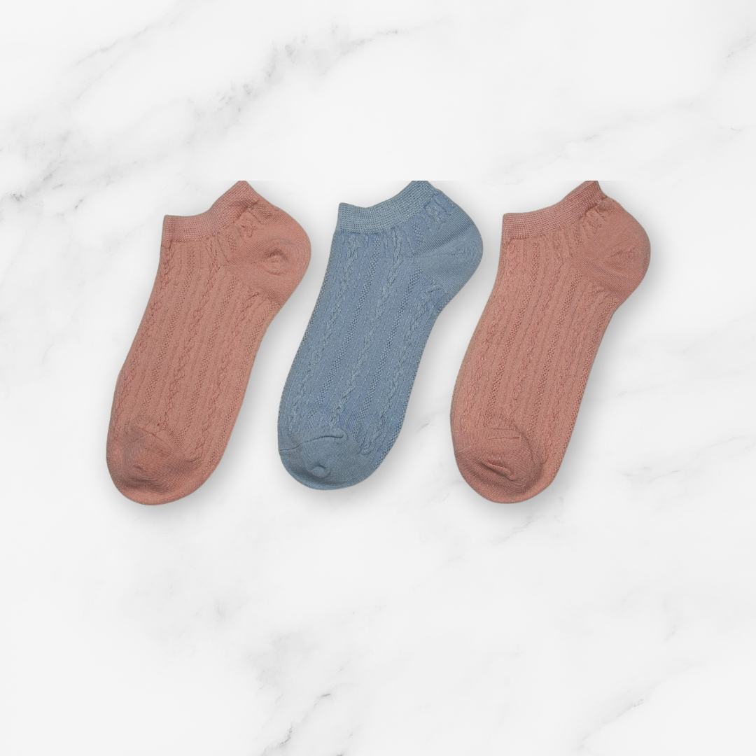 [10055] - 3 Pairs Women’s Cotton Blend Low-Cut Ankle Socks – Soft, Breathable & Everyday Comfort _3