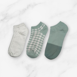 [10053] - 3 Pairs Women’s Cotton Blend Low-Cut Ankle Socks – Breathable, Trendy & Everyday Comfort 