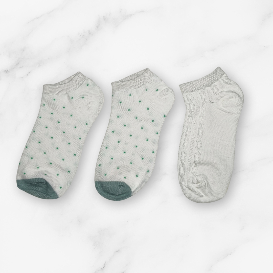 [10053] - 3 Pairs Women’s Cotton Blend Low-Cut Ankle Socks – Breathable, Trendy & Everyday Comfort _3