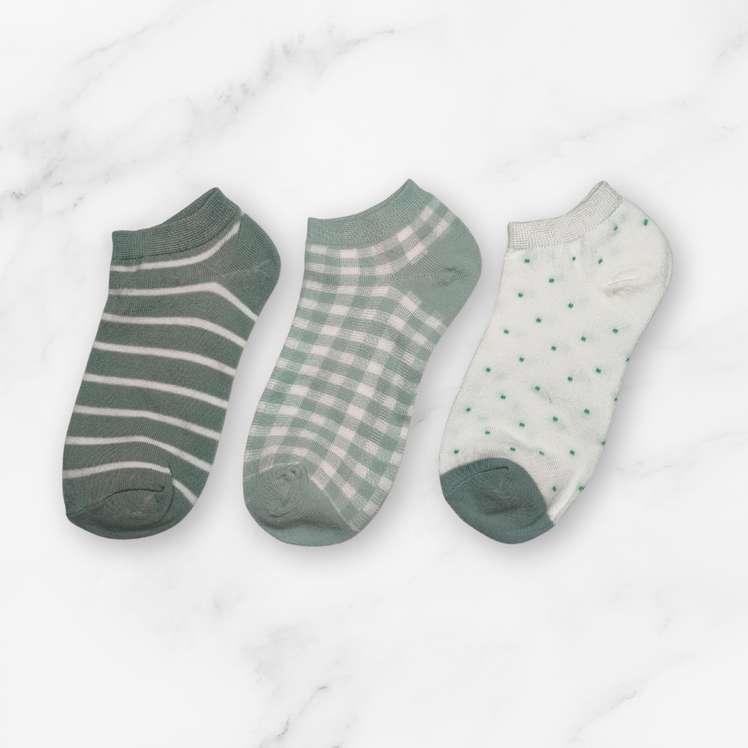 [10053] - 3 Pairs Women’s Cotton Blend Low-Cut Ankle Socks – Breathable, Trendy & Everyday Comfort _5