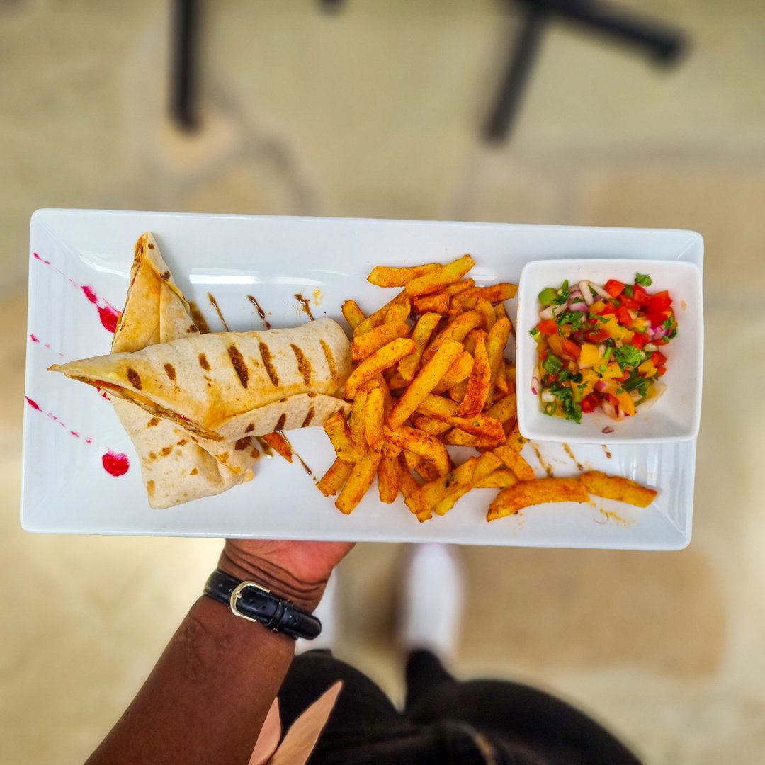 BEEF SHAWARMA WRAP WITH FRIES