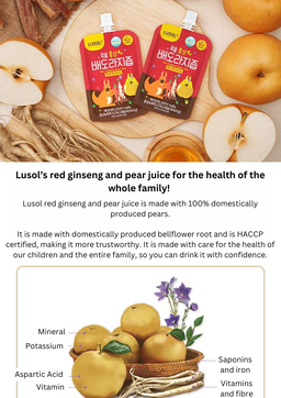**STARBUY** Korean Red Ginseng Pear Balloon Flower Juice Rich Carton (20pcs)