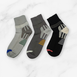 [10109] - 3 Pairs Men’s Cotton Blend Crew Socks – Breathable, Cushioned & Sweat-Absorbing 