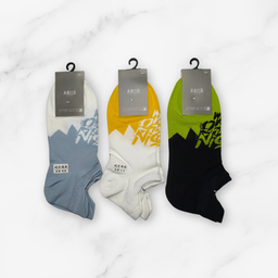 [10098] - 2 Pairs Men’s High-Cotton Low-Cut Ankle Socks – Breathable Stripes/Alphabet Detail 