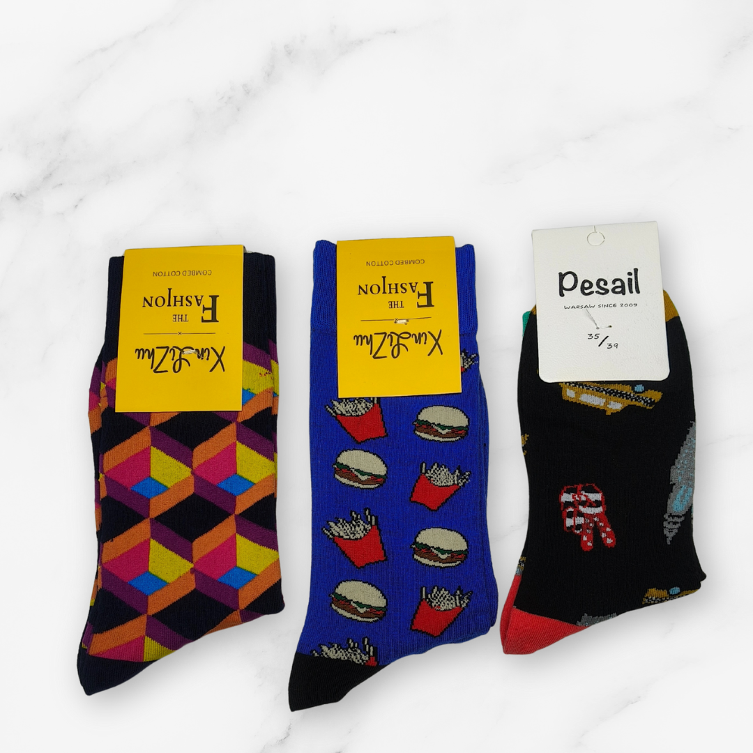 [10097] - 3 Pairs Women’s High-Cotton High-Cut Crew Socks – Breathable Dots/Stripes & Everyday Comfort _13