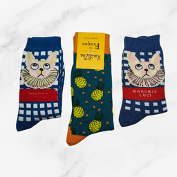 [10097] - 3 Pairs Women’s High-Cotton High-Cut Crew Socks – Breathable Dots/Stripes & Everyday Comfort 